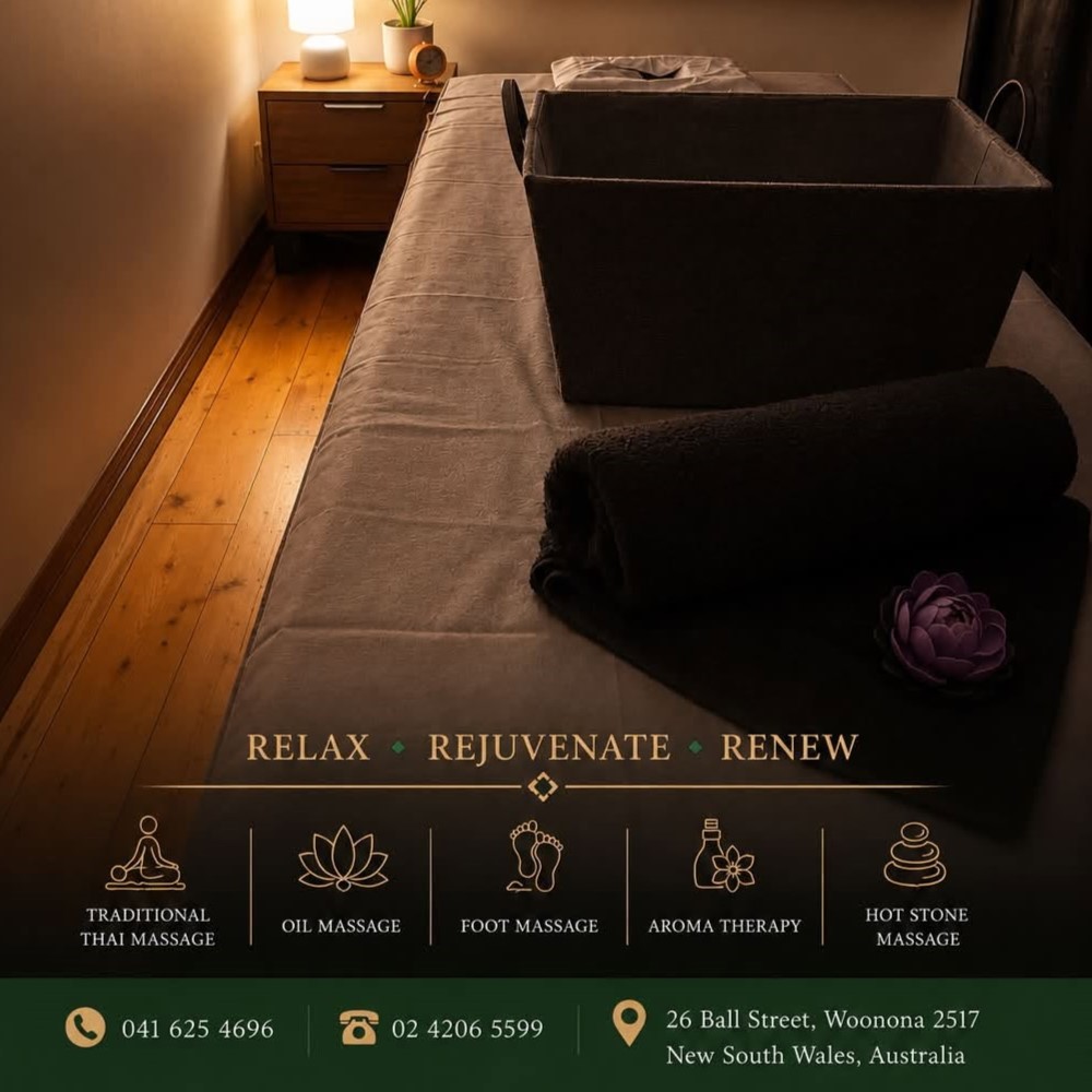Treatment room at For Health Thai Massage Woonona